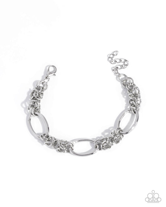Paparazzi Mismatched Monument - Silver Oval Link Chain Bracelet B2698