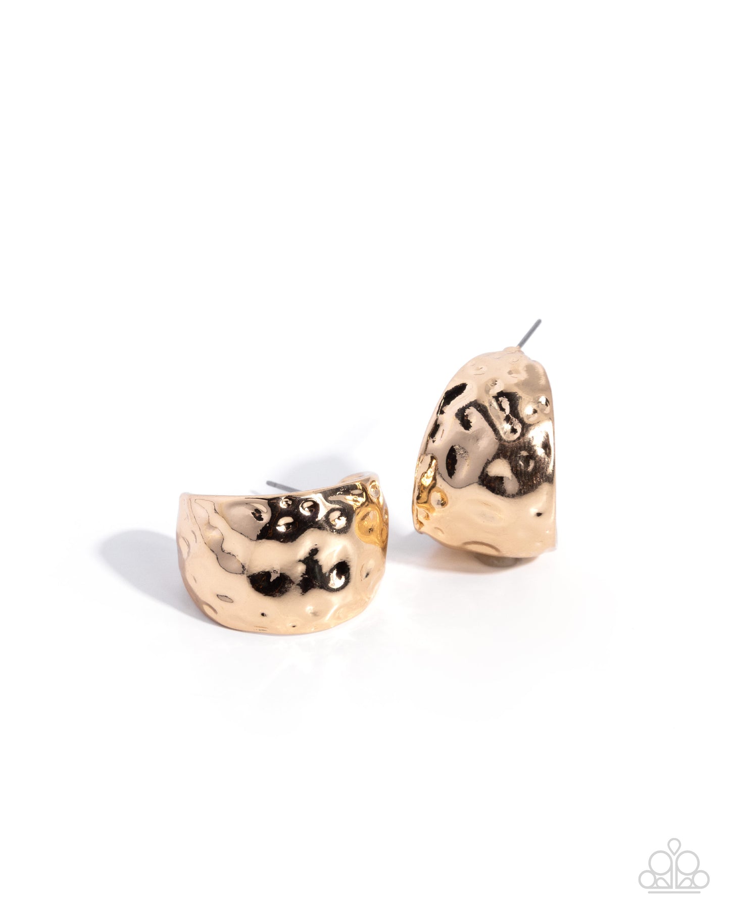 Paparazzi Hammered Hustle - Gold Hammered 1 Inch Hoop Earring E3401