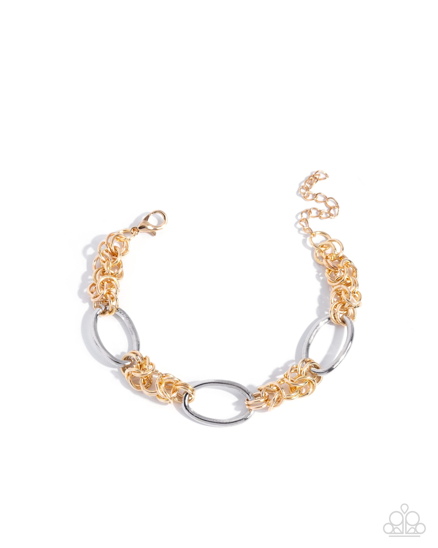 Paparazzi Mismatched Monument - Multi Metal Gold & Silver Link Bracelet B1115