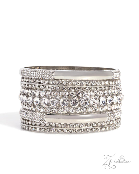 Paparazzi Dynamic Debut - White Rhinestone, Gem Set Of 5 Bangle Bracelets 2026 Zi Collection