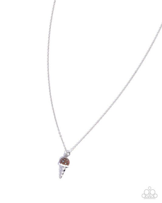 Paparazzi We All Scream For Ice Cream - Multi Brown Chocolate Ice Cream Scoop Necklace N4062