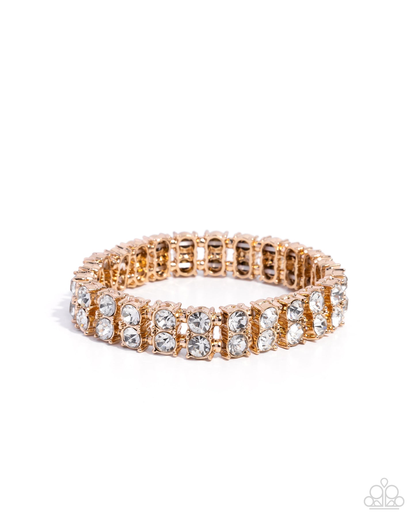 Paparazzi Courtesy Chic - Gold & White Gem Stretch Bracelet