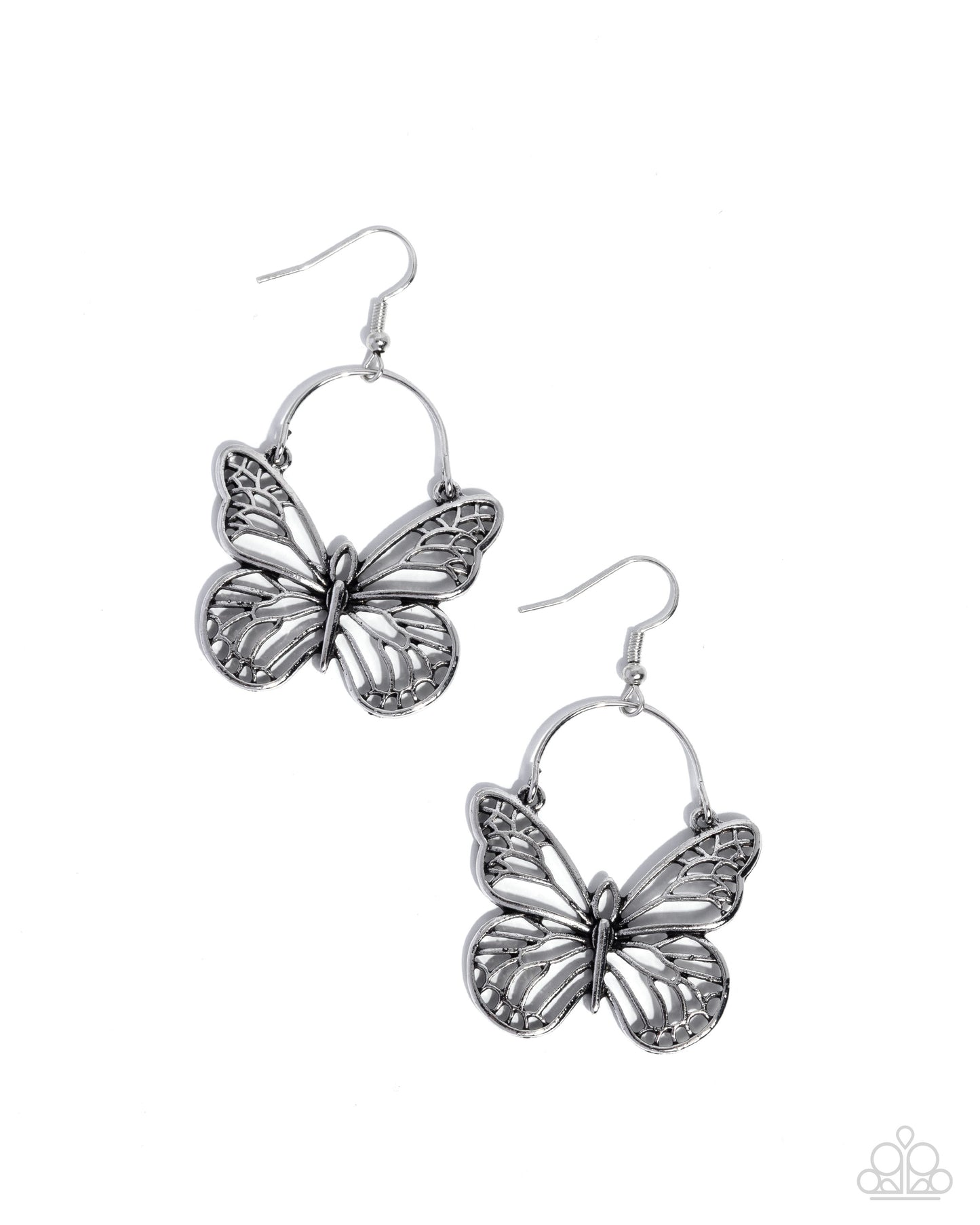 Paparazzi Aerial Arrival - Silver Butterfly Earring E0895