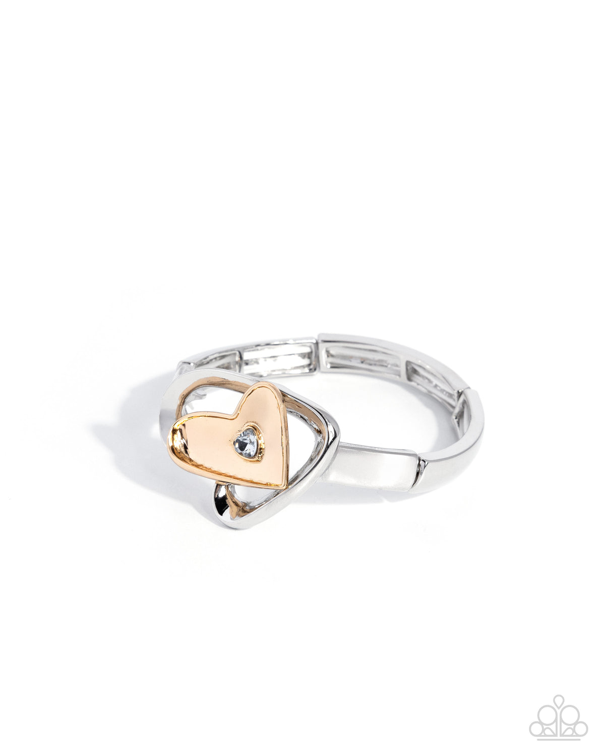 Paparazzi Heartfelt Help - Blue Light Sapphire Heart Gem, Gold & Silver Stretch Bracelet