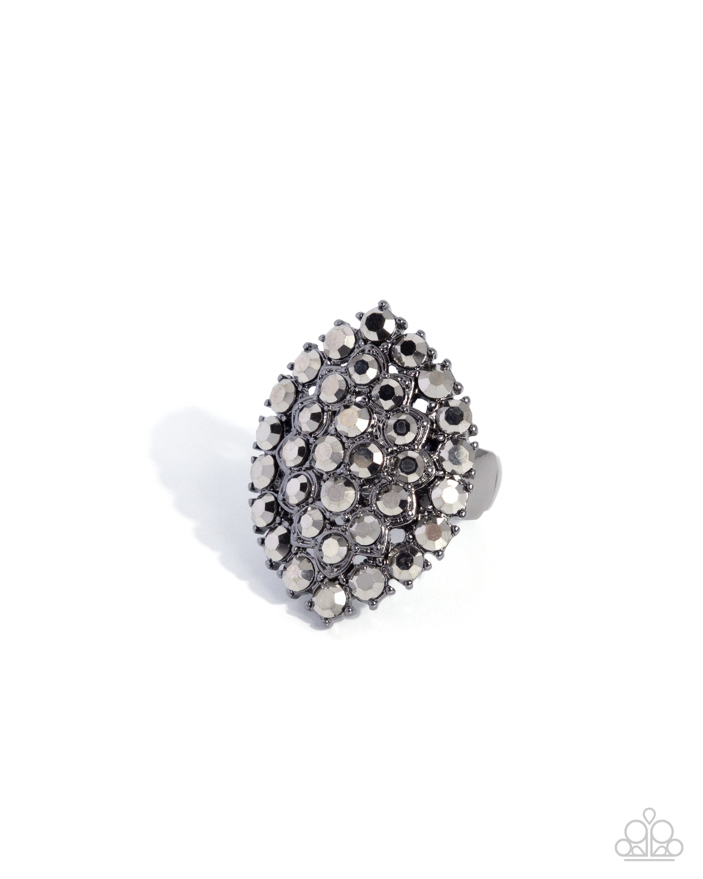 Paparazzi Private Polish - Black Gunmetal Hematite Rhinestone Ring R1391