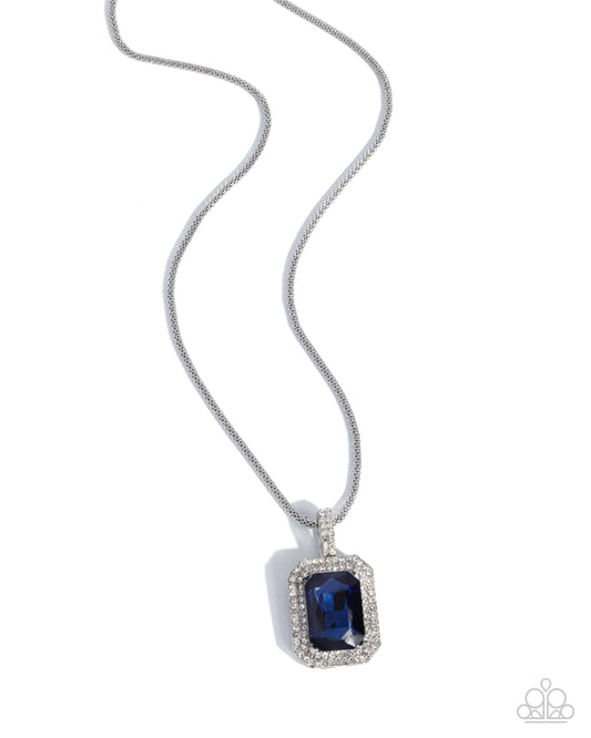Paparazzi Exaggerated Emerald - Blue Montana Emerald Gem Silver Necklace