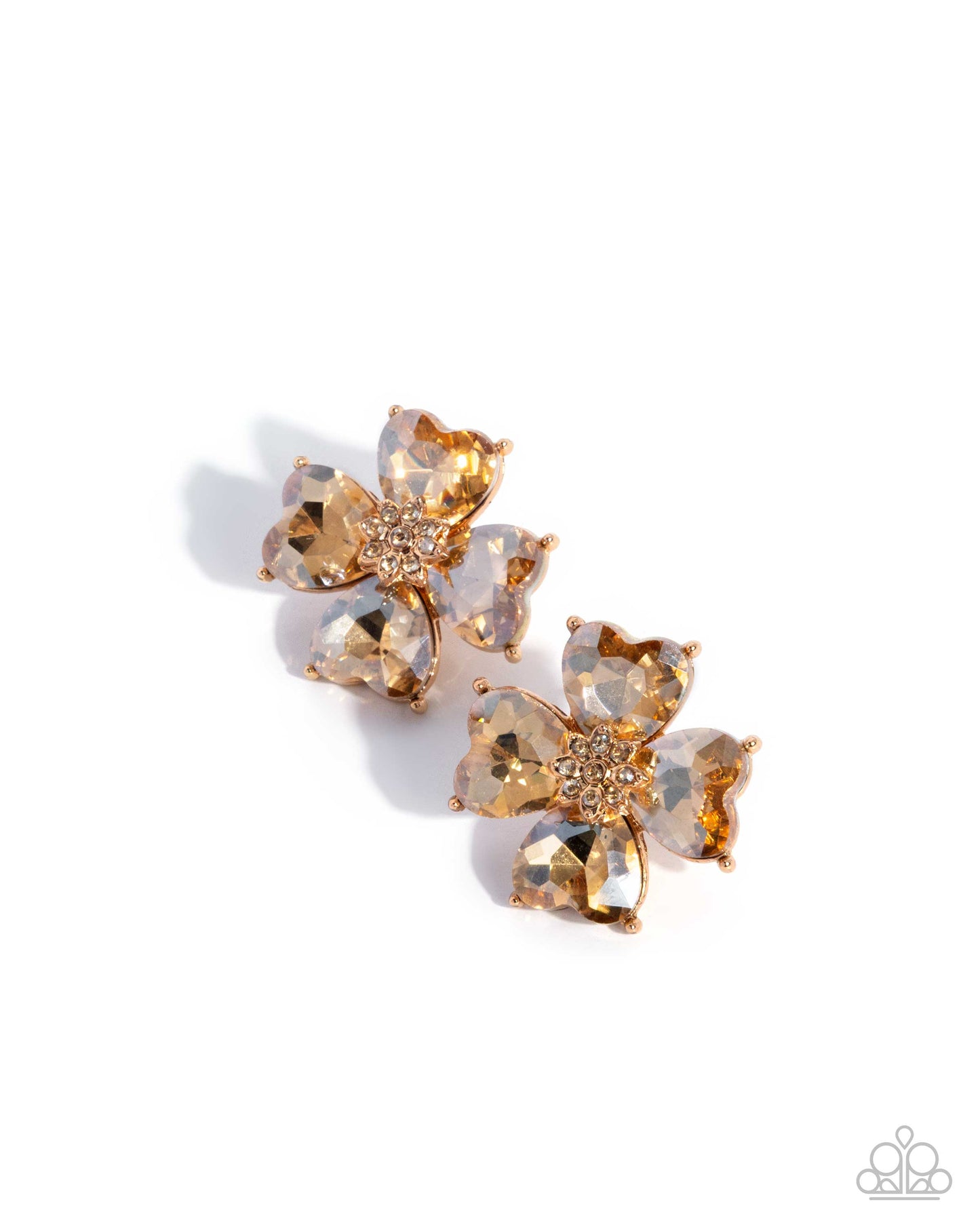 Paparazzi Shimmery Scale - Gold & Champagne Heart Gem Post Earring E1880