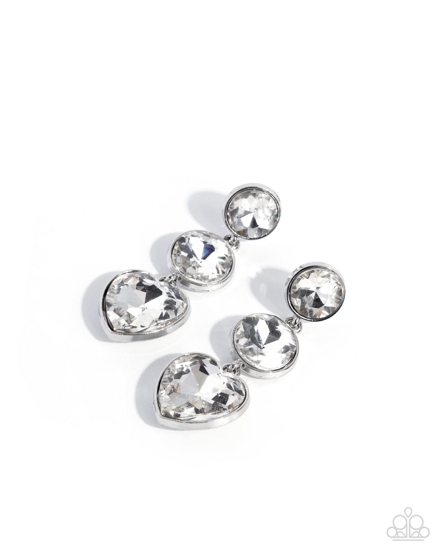 Paparazzi Pretty Poised - White Heart Gem Post Earring E3366