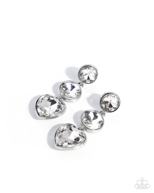Paparazzi Pretty Poised - White Heart Gem Post Earring E3366