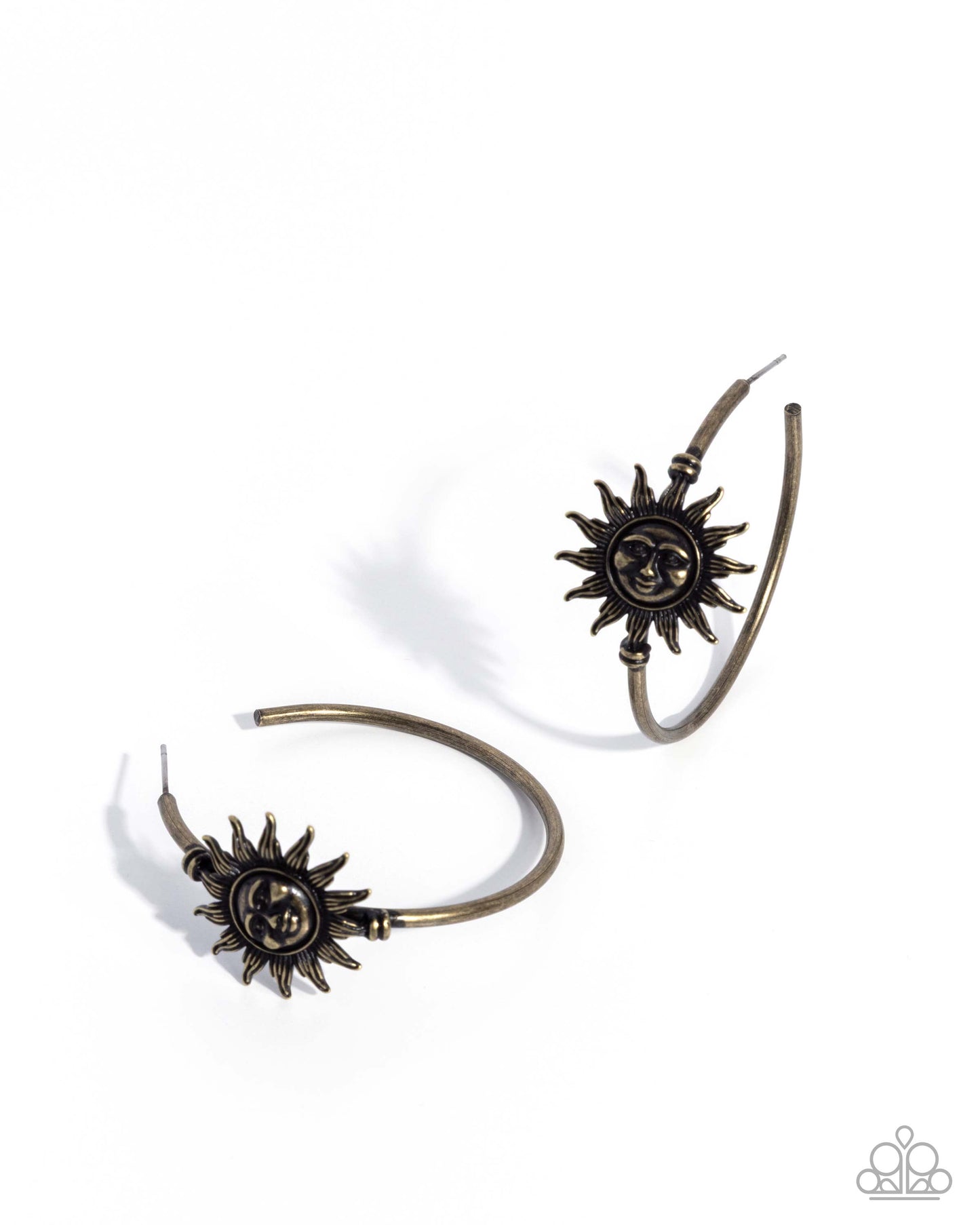 Paparazzi Haute Heraldry - Brass Sun Hoop Earring E3415
