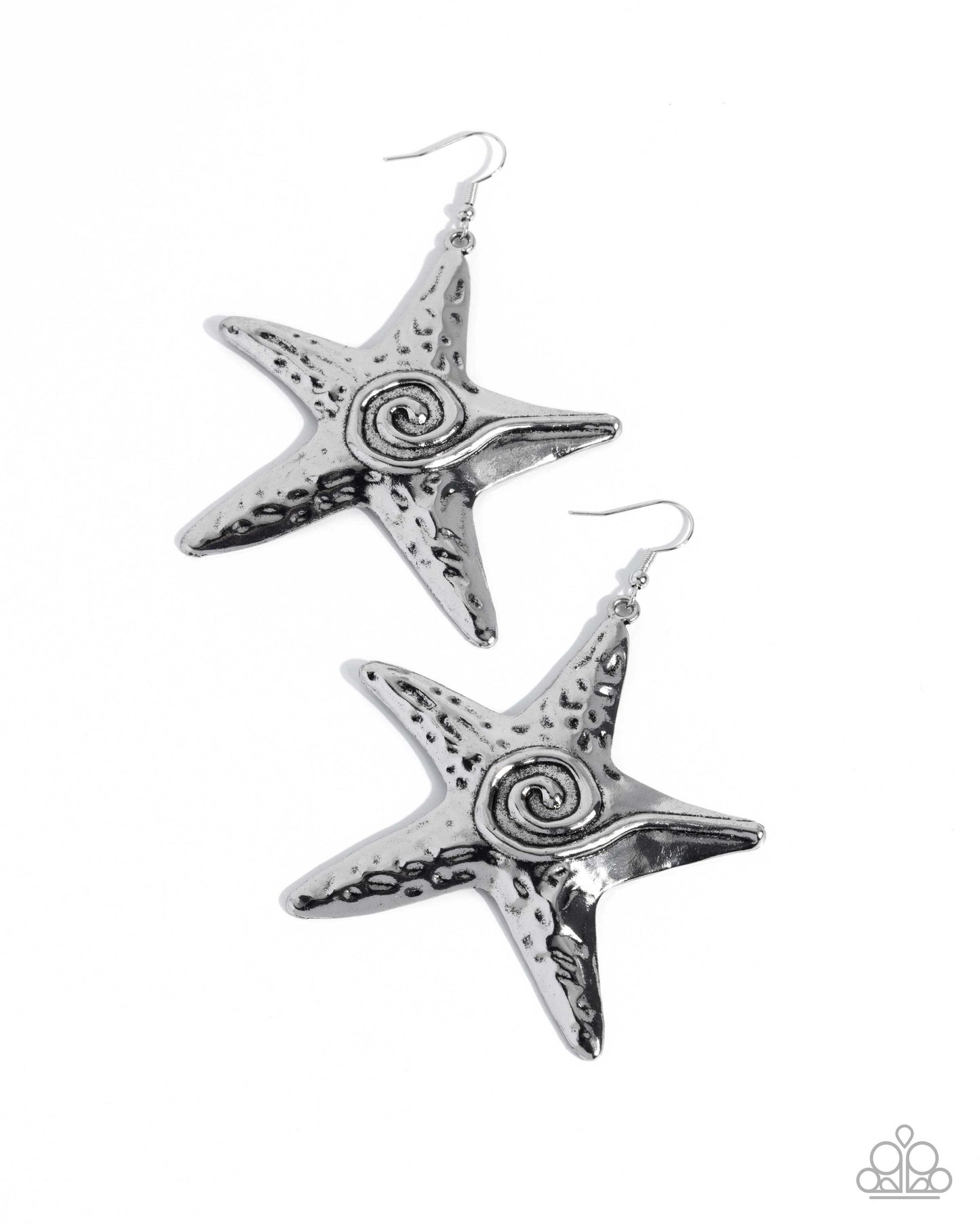 Paparazzi Stark Stars - Silver Hammered Star Earring E3393