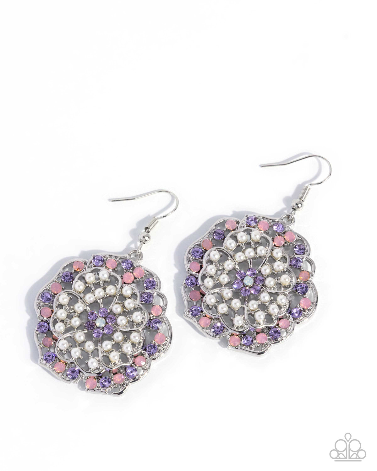Paparazzi Glowing Grace - Purple, Baby Pink, White Pearl Earring E3521