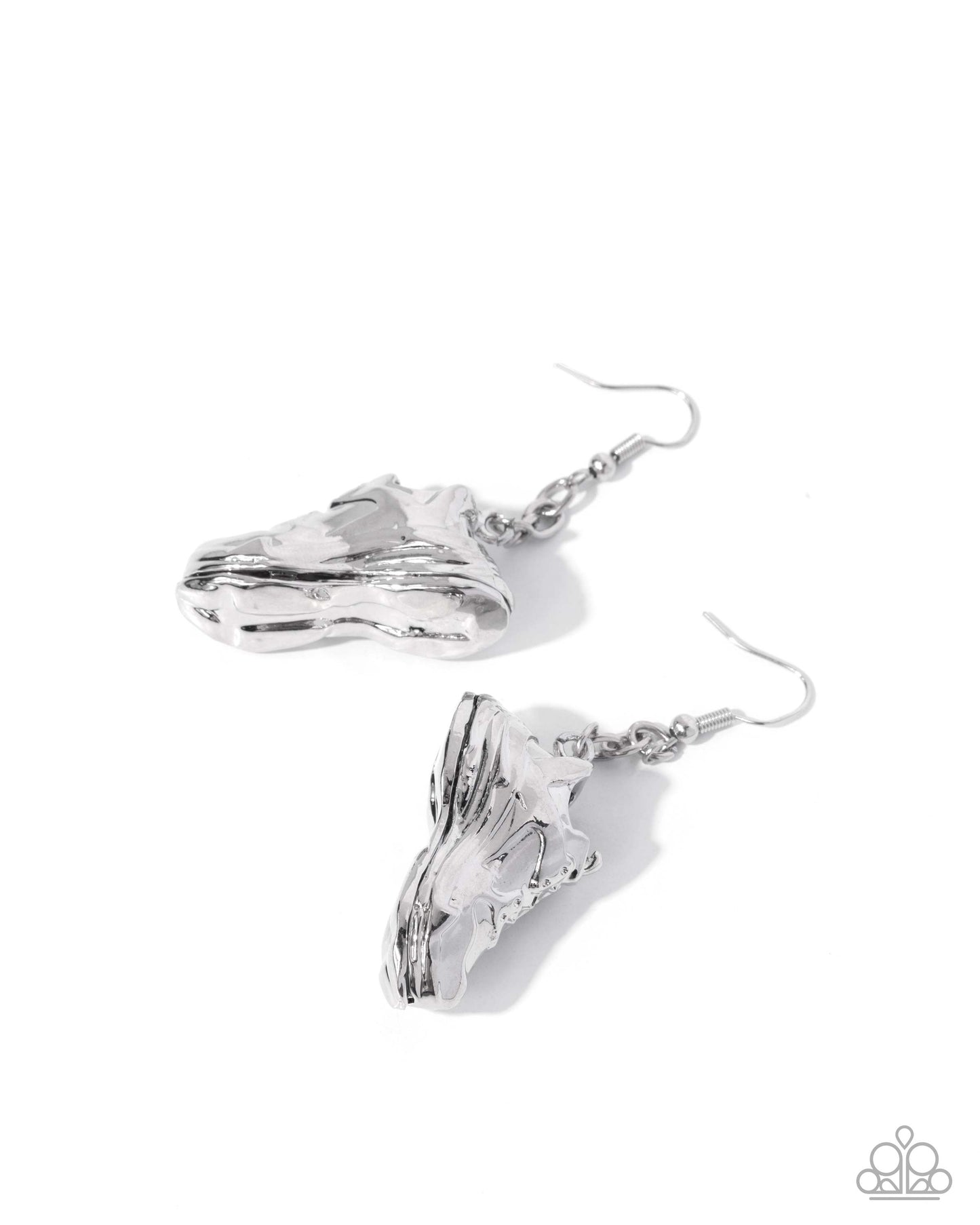 Paparazzi Luminescent Laces - Silver High Sheen Tennis Running Shoe Sneaker Earring E3413