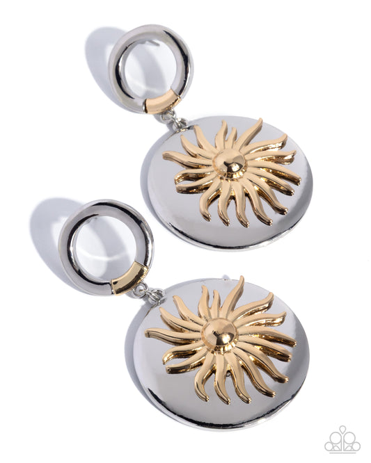 Paparazzi Sunshine Surge - Multi Gold & Silver Post Earring E3154