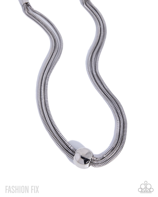 Paparazzi Sleek Study - Silver High Sheen Fitting & Snake Chain Necklace July 2026 Magnificent Musings Fashion Fix