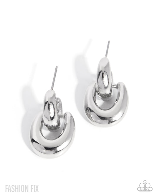 Paparazzi Scheduled Study - Silver High Sheen Interlocking Hoop Post Earring July 2026 Magnificent Musings Fashion Fix