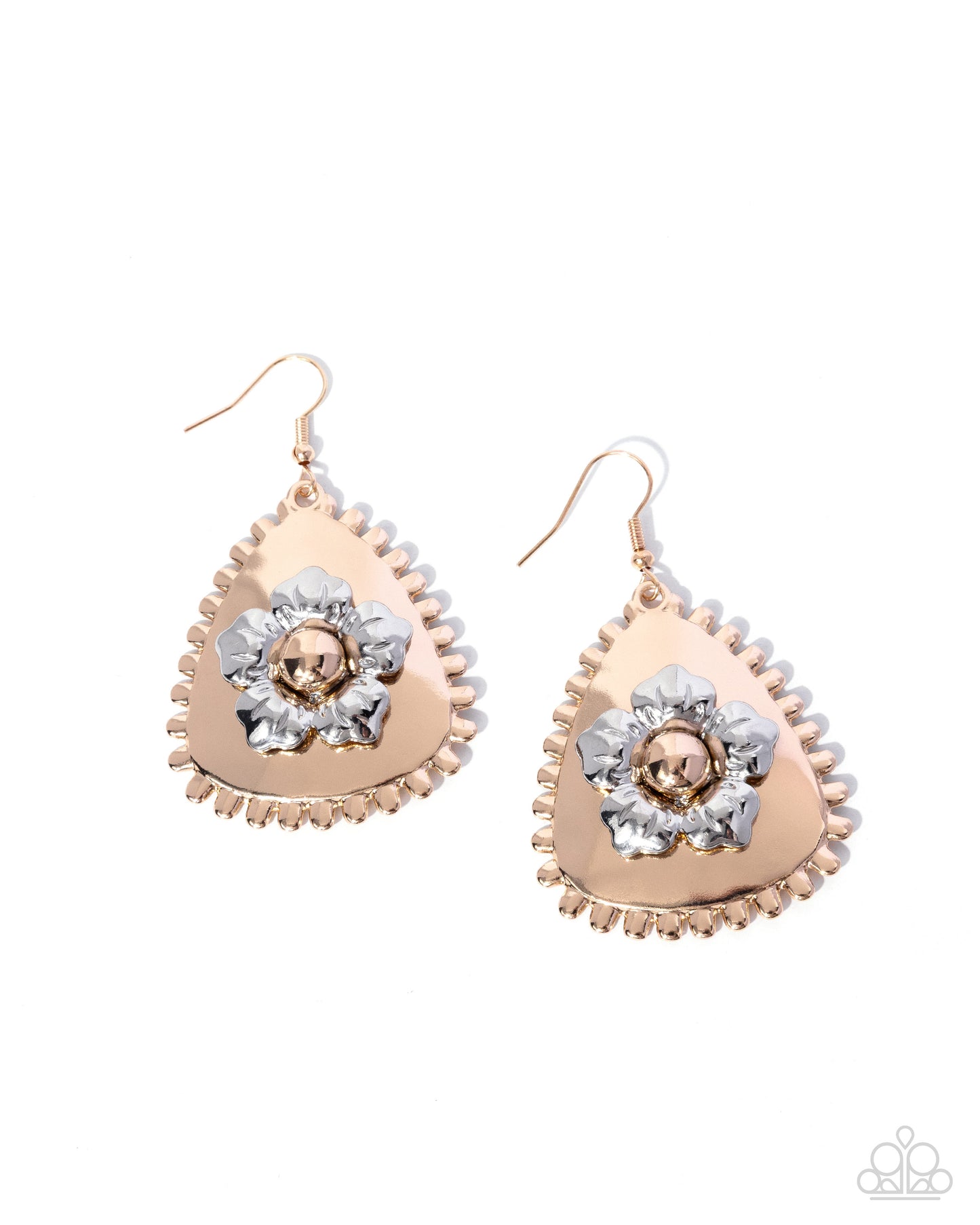 Paparazzi Studded Scope - Multi Metal Gold & Silver Flower Earring