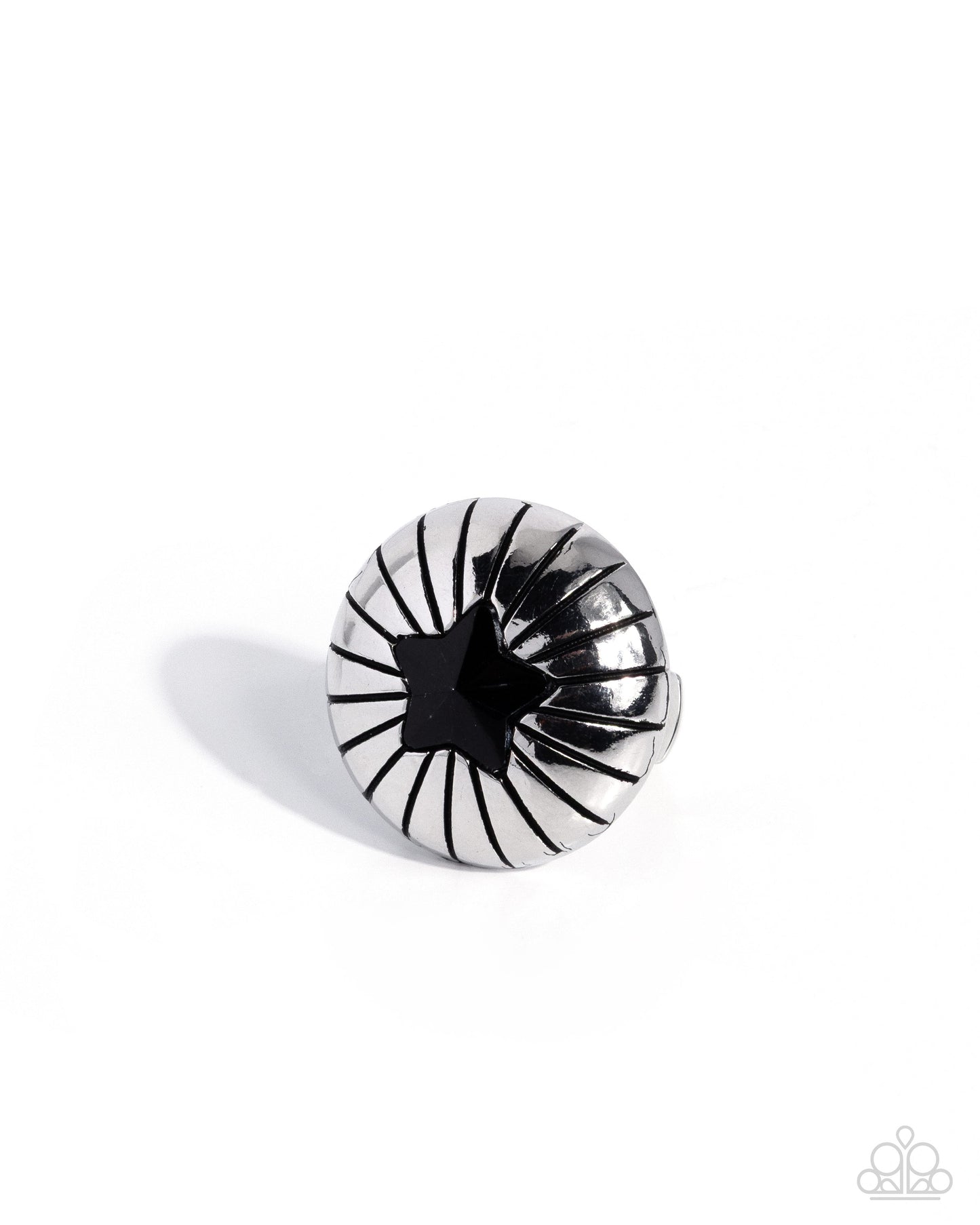 Paparazzi Sociable Star - Black Star Gem Silver Ring R1395