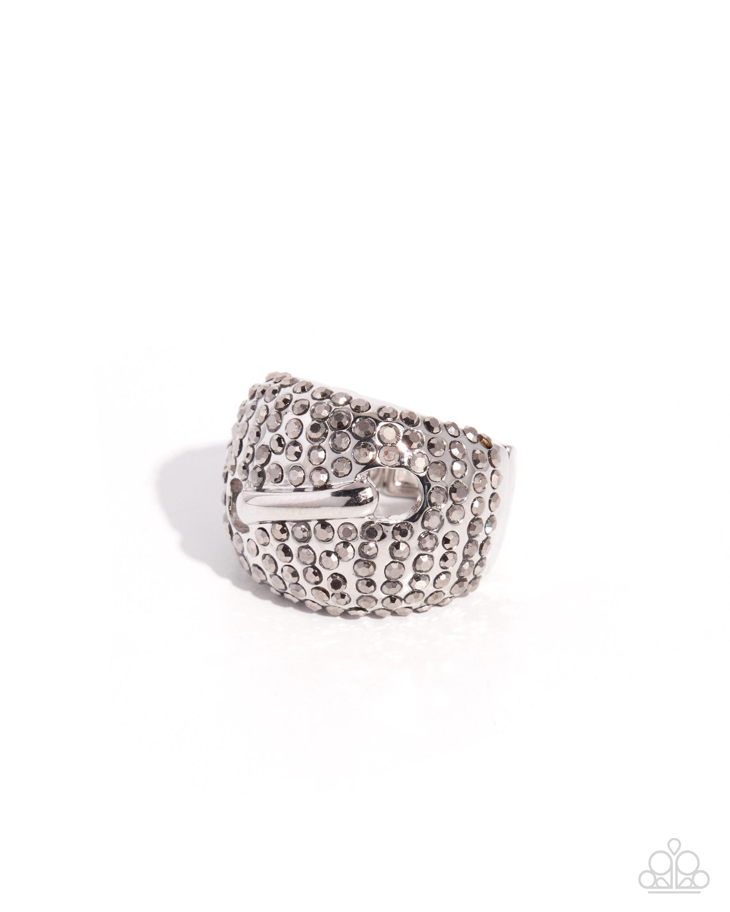 Paparazzi Hazy Hardware - Silver Hematite Rhinestone Ring