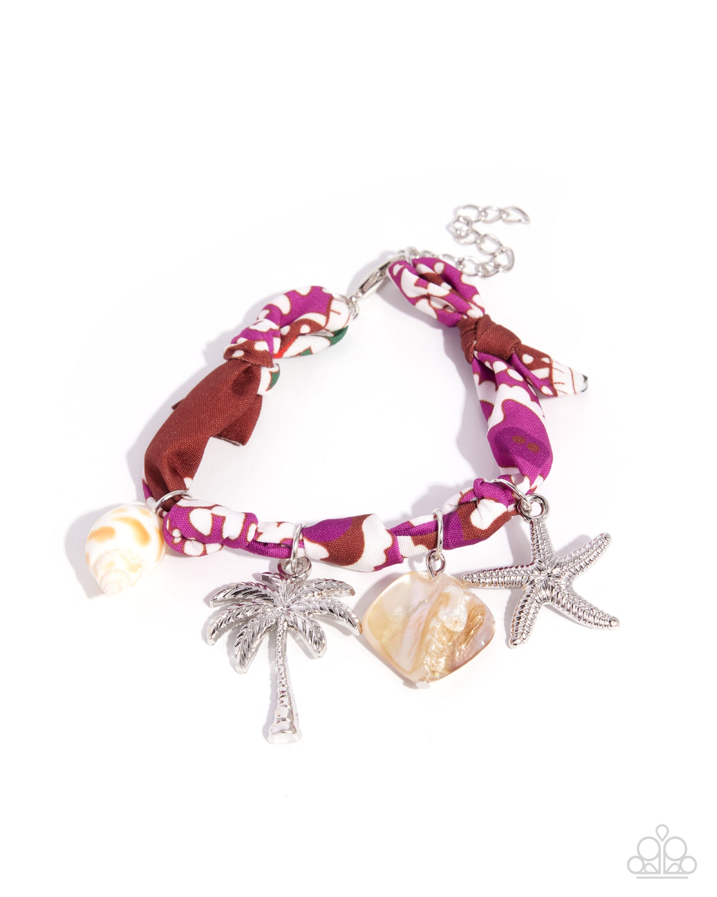 Paparazzi Resort Redux - Purple Knotted Ribbon Beach Style Charm Bracelet B2764