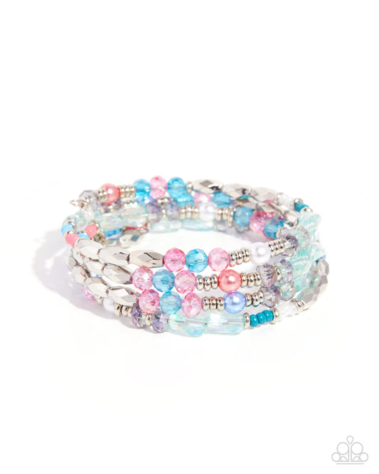 Paparazzi Crowd Pleasing Chic - Multicolored Bead Coil Bracelet B2544