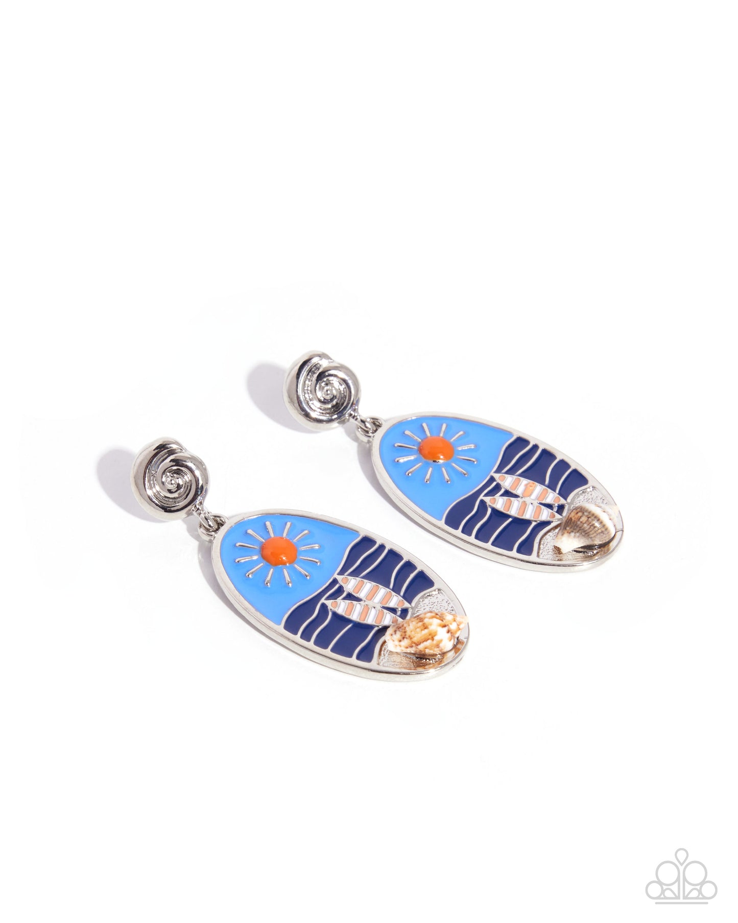 Paparazzi Beach Bum Bravado - Orange Sun, Surfboard Beach Style Earring