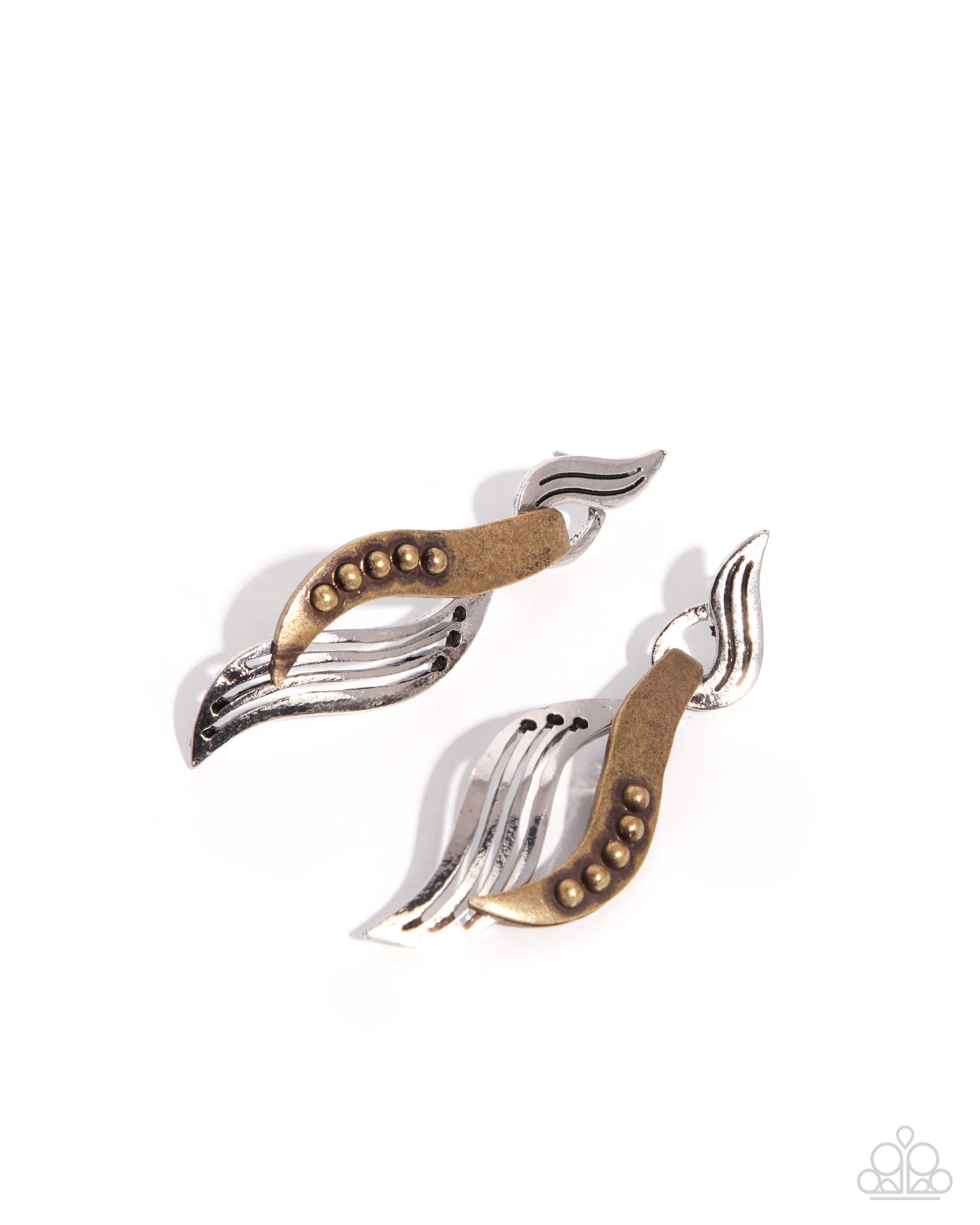 Paparazzi Confident Curls - Silver & Brass Curled Earring
