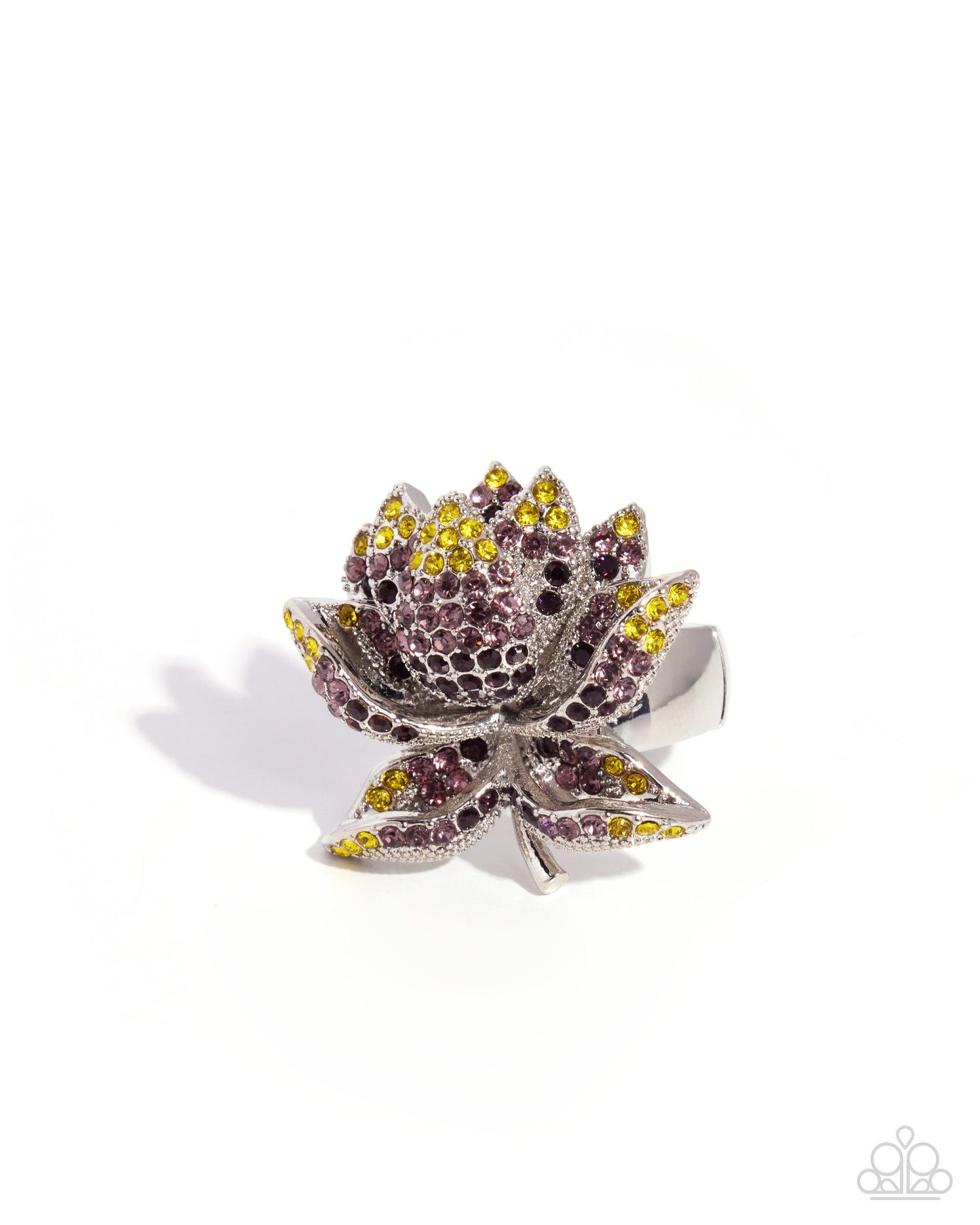 Paparazzi Luminescent Lotus - Purple & Yellow Rhinestone Lotus Flower Ring