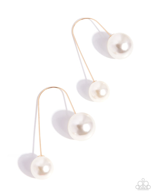 Paparazzi Playfully Poised - Gold & White Pearl Double Sided Post Earring Life Of The Party August 2026