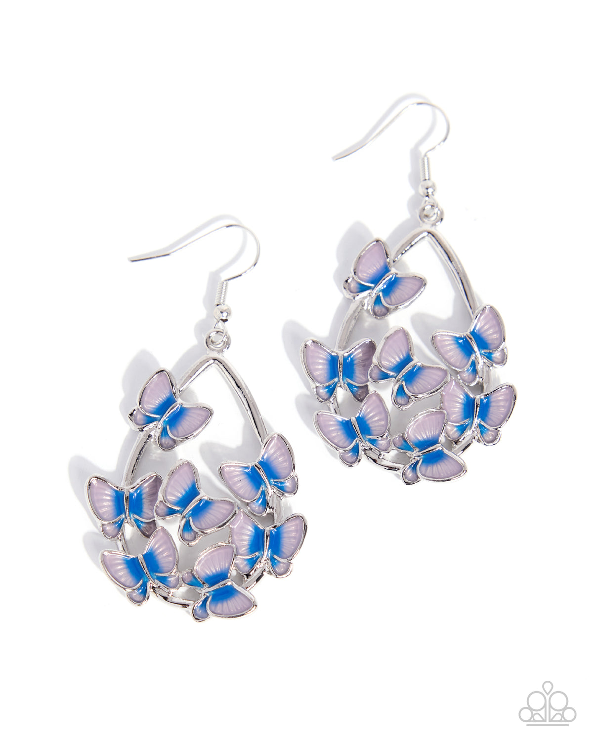 Paparazzi Kaleidoscope Collection - Purple Lilas, Marina Blue Silver Butterfly Earring E3464