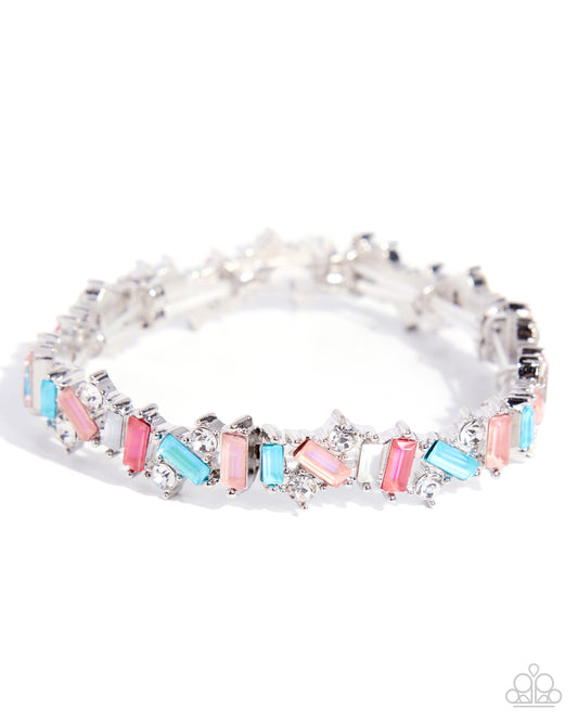 Paparazzi Scattered Shine - Orange Muskmelon, White & Blue Gem Stretch Bracelet