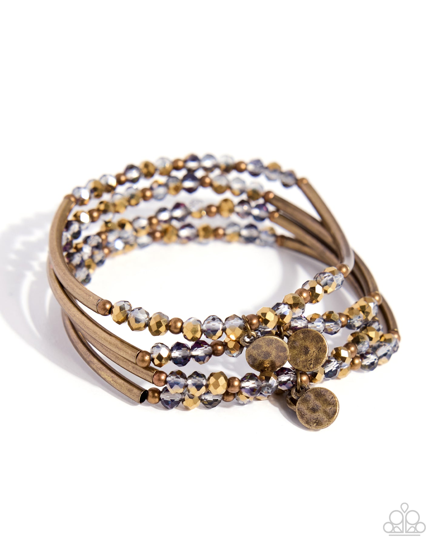 Paparazzi Delightful Discovery - Brass Bars & Multicolored Bead Set Of 4 Stretch Bracelets