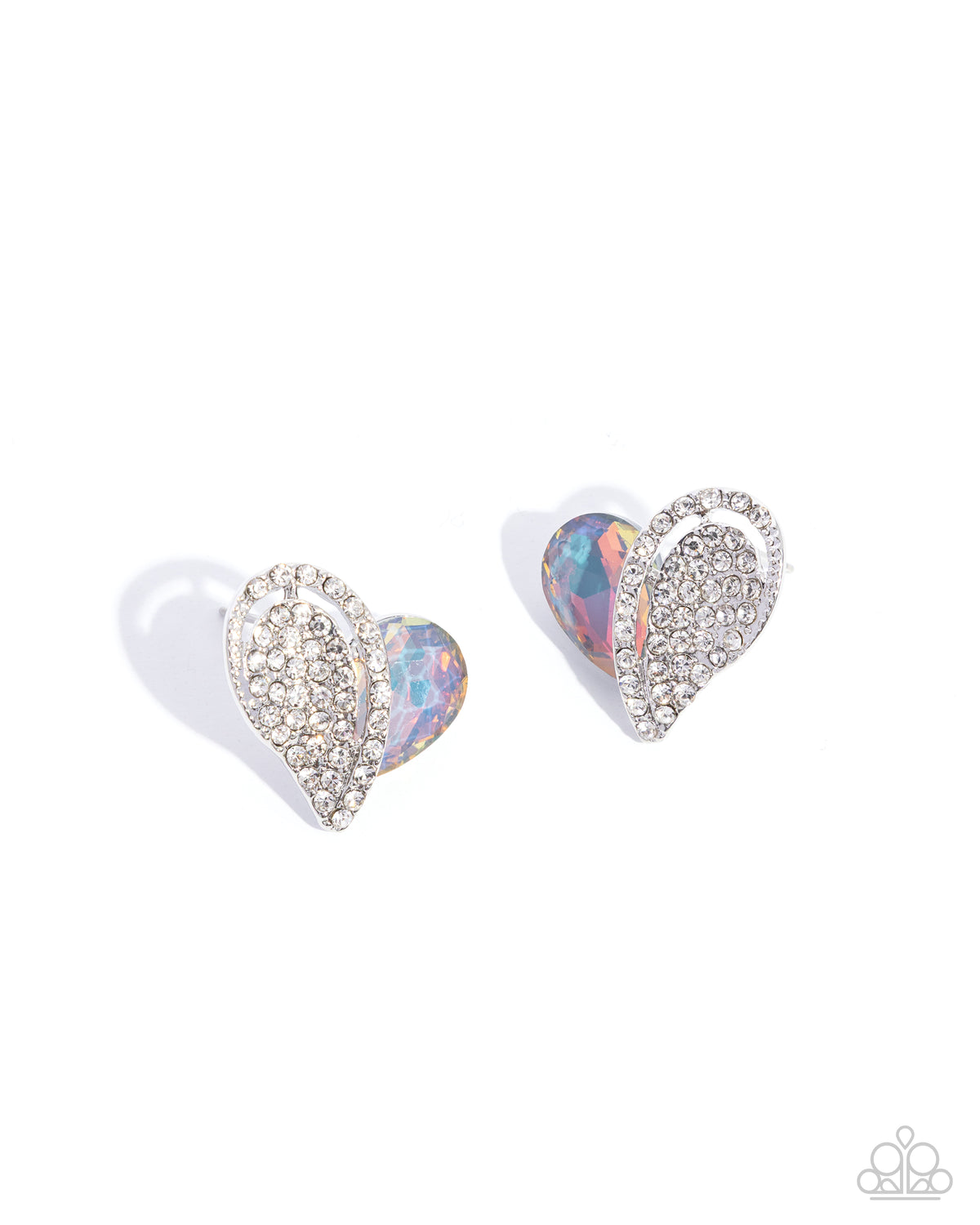 Paparazzi Courting Cadenza - Silver & UV Heart Gem Post Earring