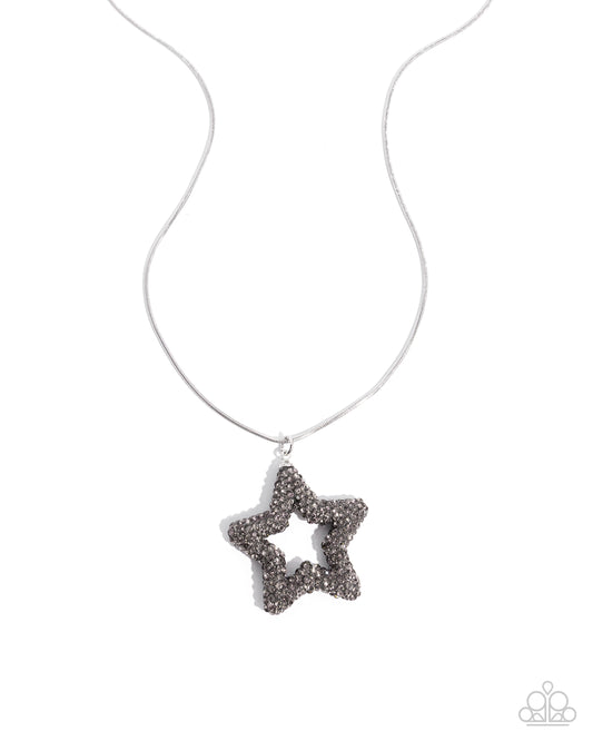 Paparazzi Star Submission - Silver Smoky Rhinestone Star Necklace