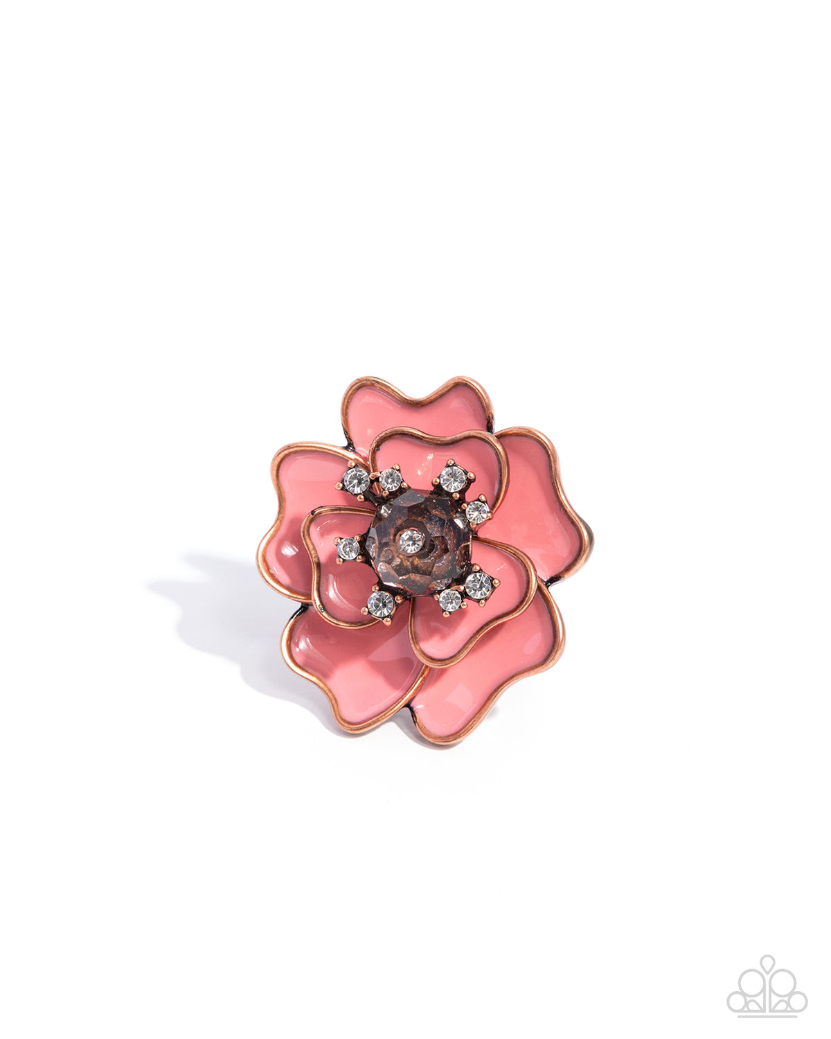 Paparazzi Pretty Petals - Copper & Tea Rose Painted Flower Ring