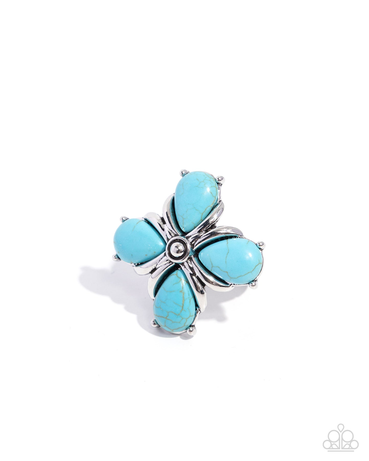 Paparazzi Curious Call - Blue Turquoise Stone Silver Santa Fe Style Ring