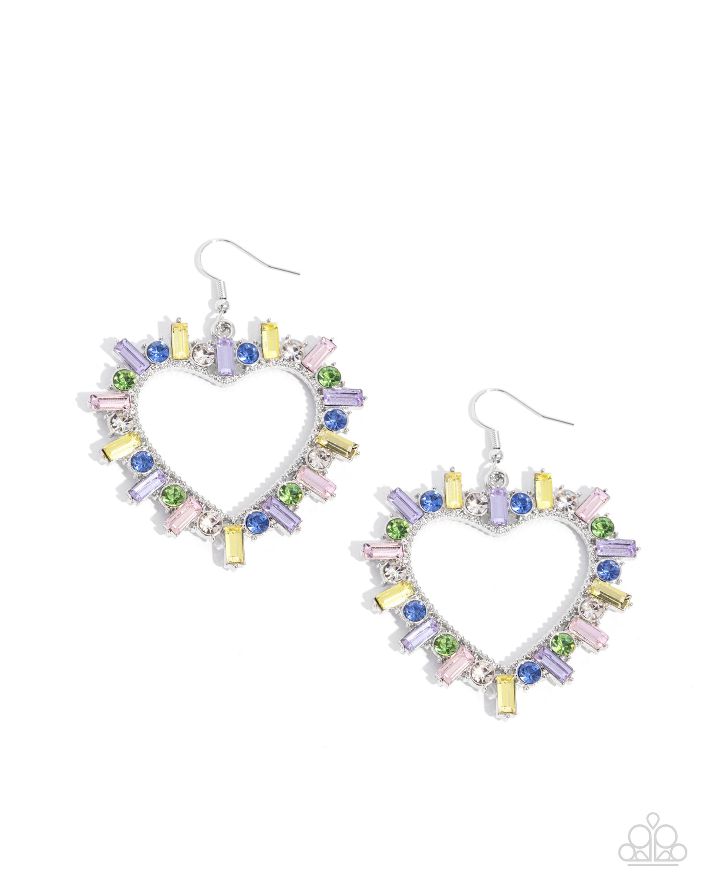 Paparazzi Lovely Luxury - Multicolored Gem Heart Earring