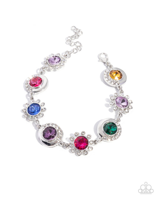 Paparazzi Feminine Favor - Multicolored Flower Gem Bracelet