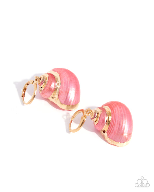 Paparazzi Seashell Spotlight - Orange Burnt Sienna Seashell 1/2 Inch Hoop Earring E3506