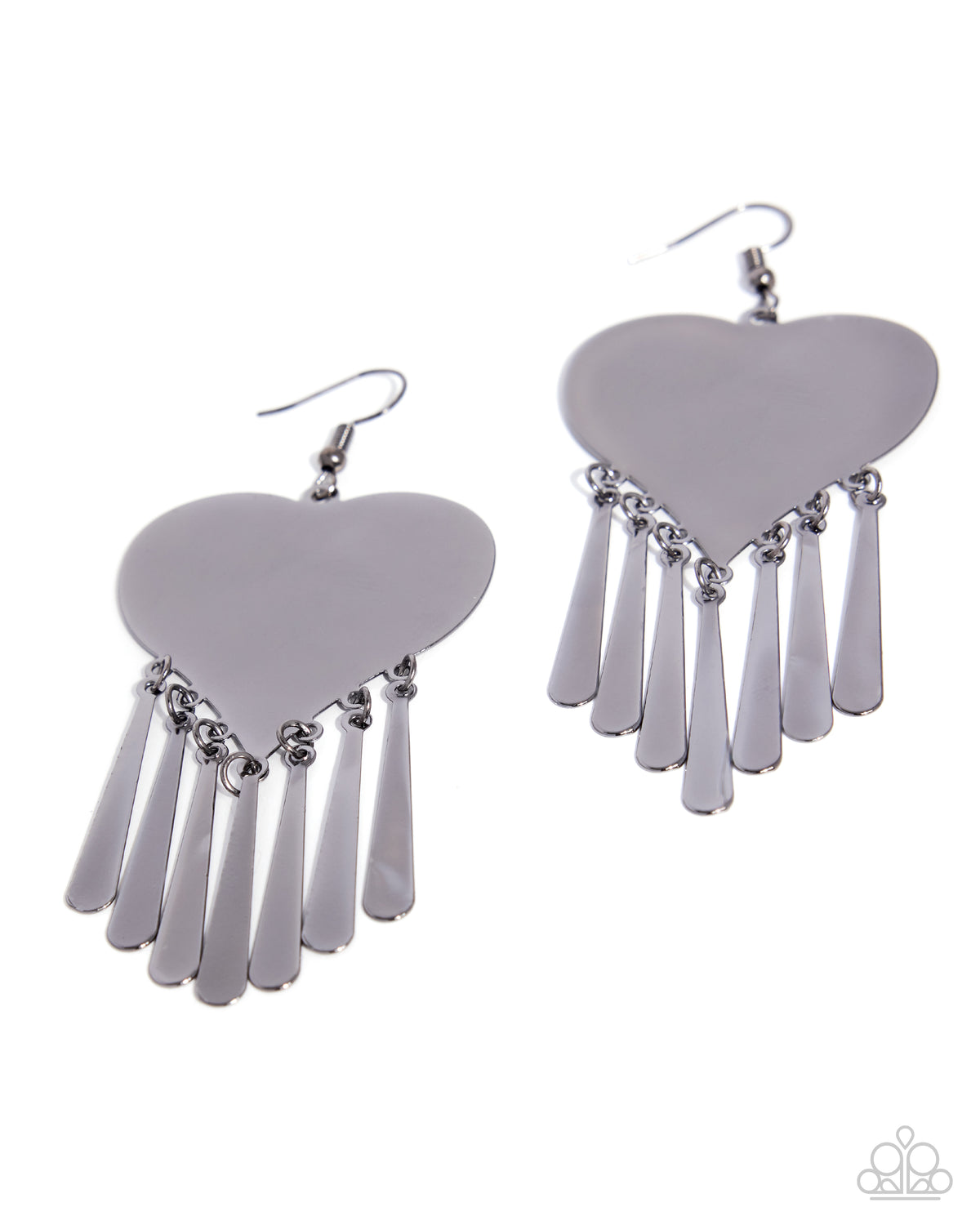 Paparazzi Fondly Fierce - Black Gunmetal Heart Earring E3459