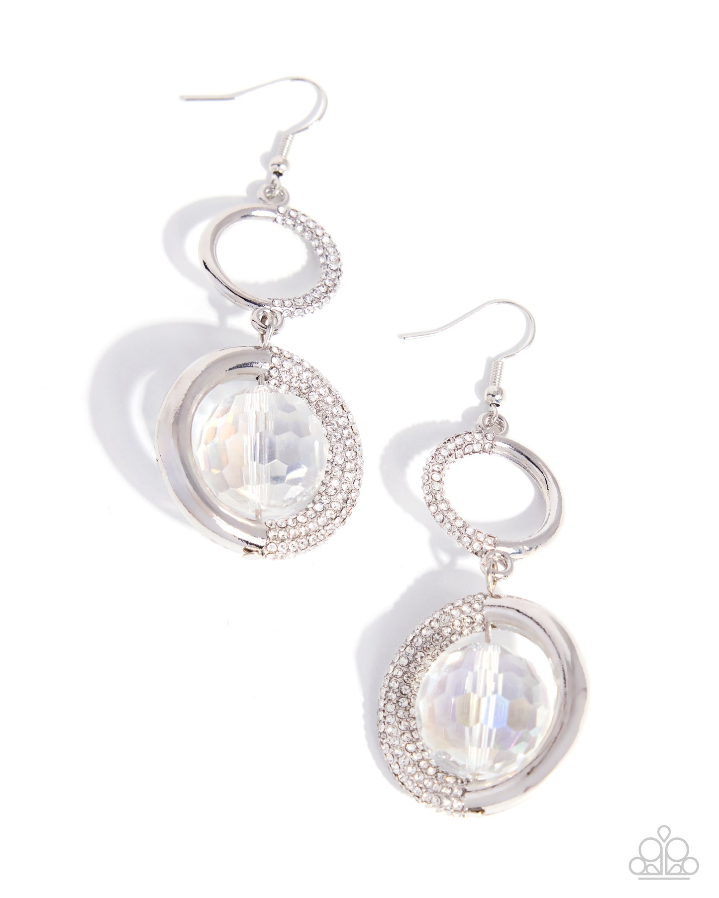 Paparazzi Dazzling Dive - White Rhinestone & White Crystal-Like Bead Earring