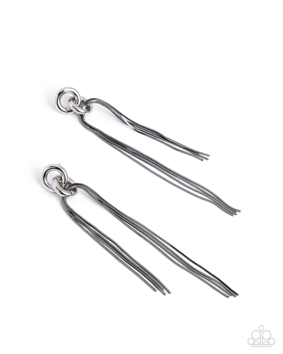 Paparazzi Tapered Technician - Black Gunmetal Snake Chain Silver Post Earring E3527