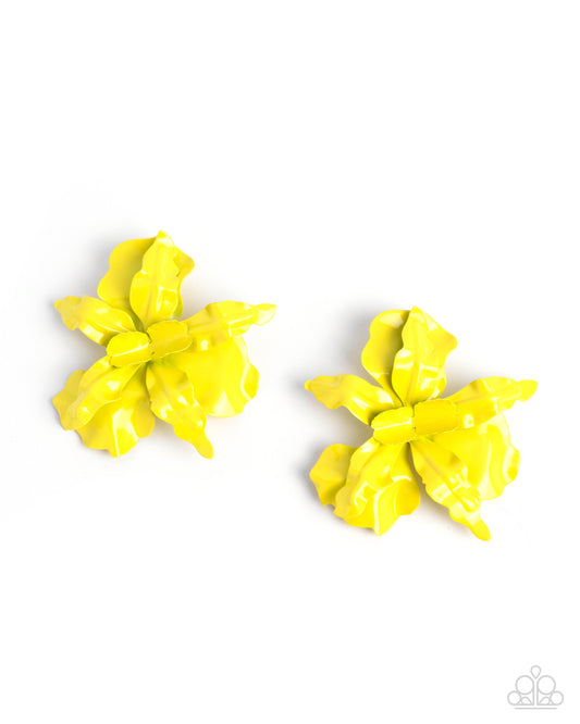 Paparazzi Flourishing Freestyle - Yellow Lemon Flower Post Earring