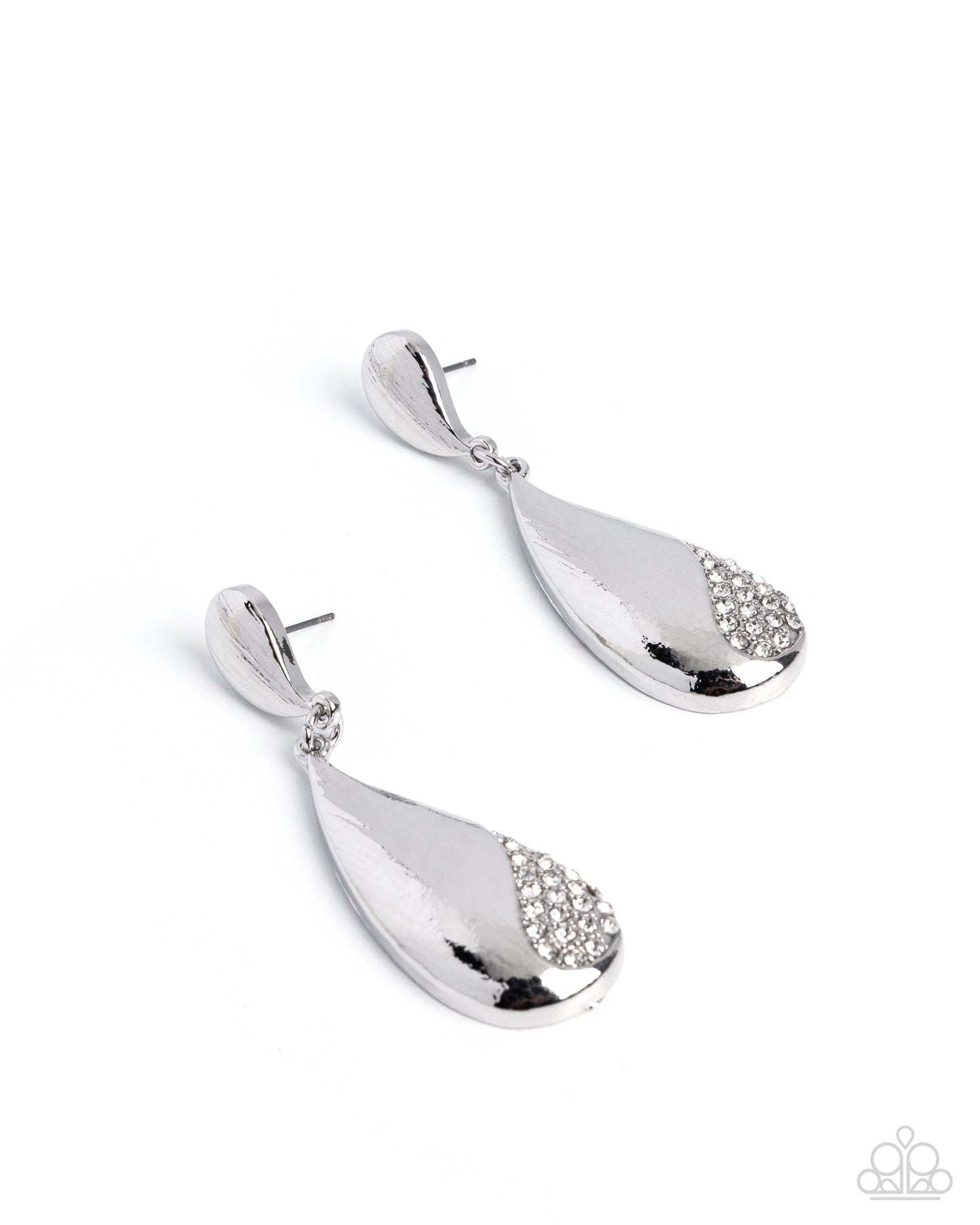 Paparazzi Daily Decadence - White Rhinestone Silver Post Earring