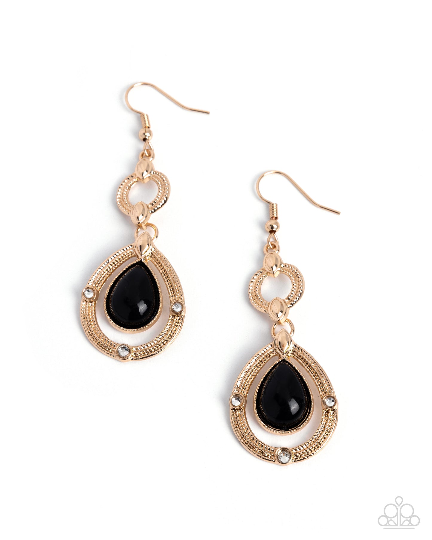 Paparazzi Sneaky Sheen - Black & Gold Teardrop Earring