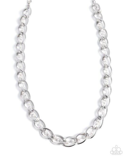 Paparazzi Professional Polish - White Pearl Silver Chain Necklace
