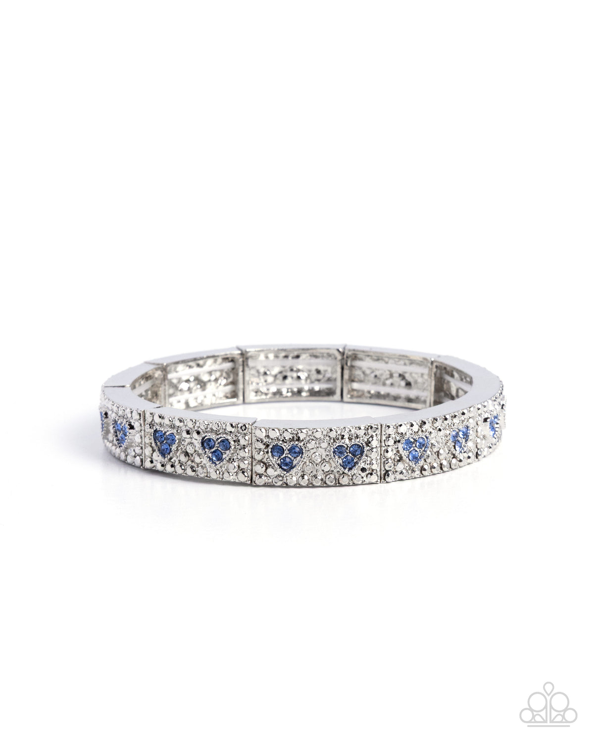 Paparazzi Delicate Dedication - Blue Light Sapphire Rhinestone Heart Silver Bracelet
