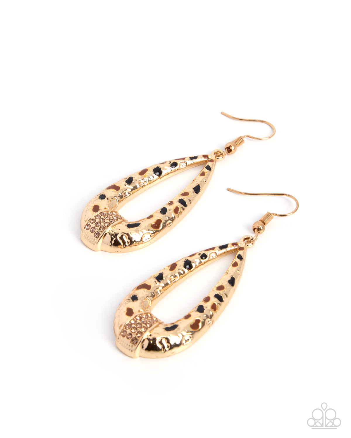Paparazzi Sunset Song - Brown Tea Rhinestone, Brown & Black Painted Spot Gold Earring E3502