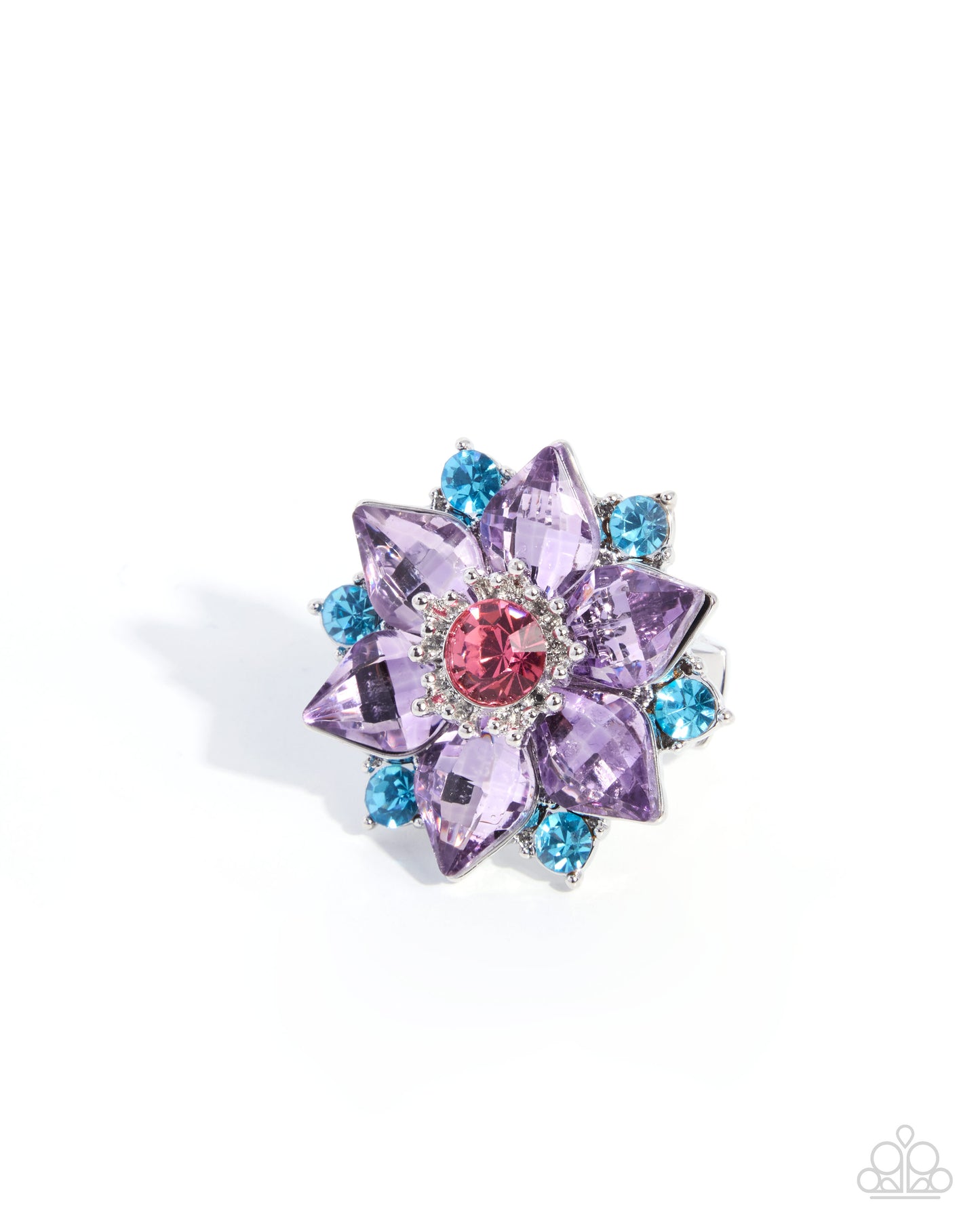 Paparazzi Smooth Singularity - Purple & Blue Aquamarine Gem Flower Ring