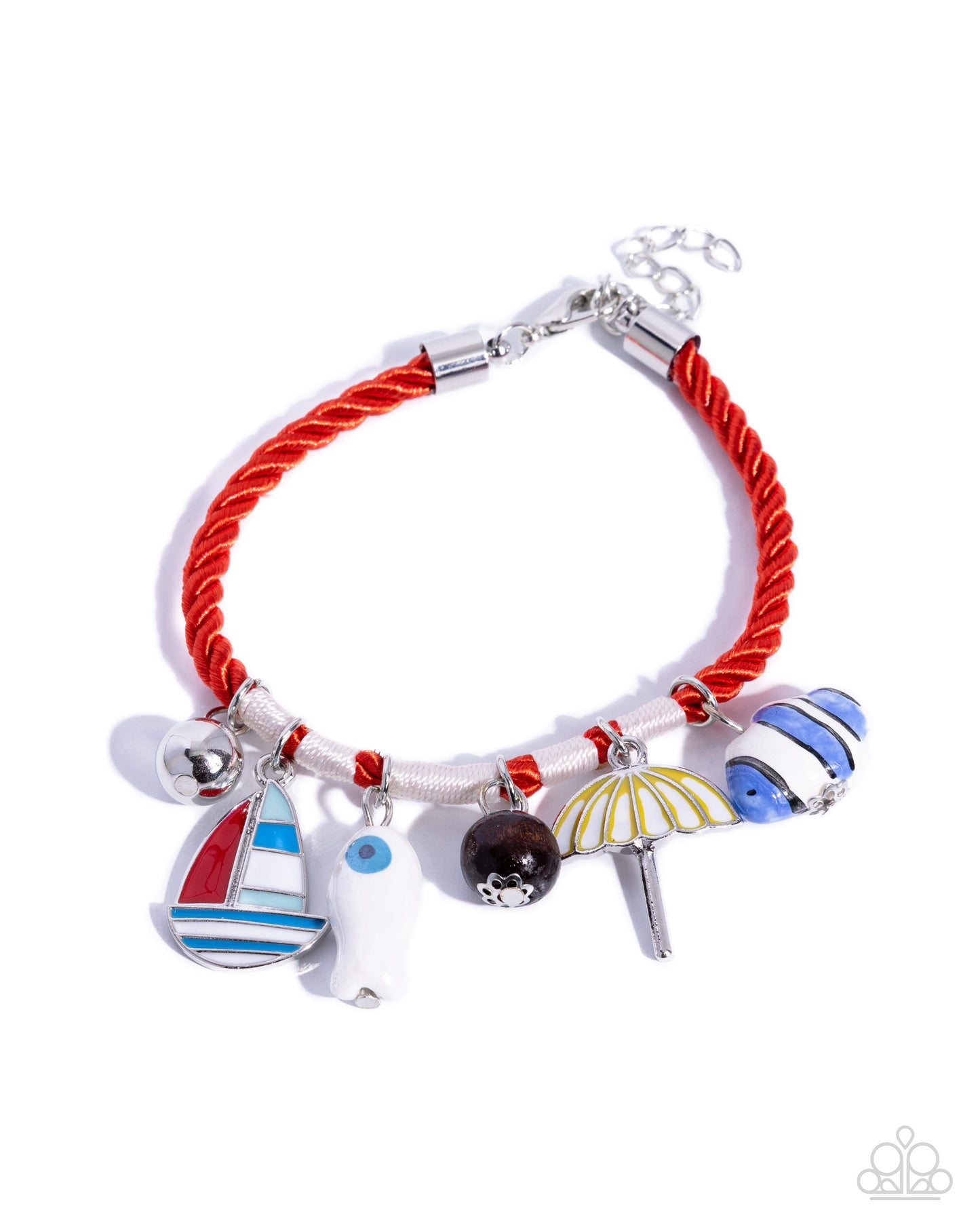 Paparazzi Seaside Satisfaction - Red Cording, Sailboat, Goldfish & Clownfish Nautical Charm Bracelet